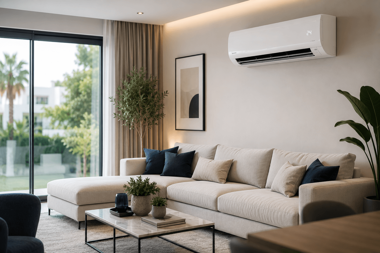 Climatisation Split installée dans un salon moderne